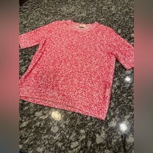 Kate Spade Vibrant Pink Speckled Short Sleeve Sweater